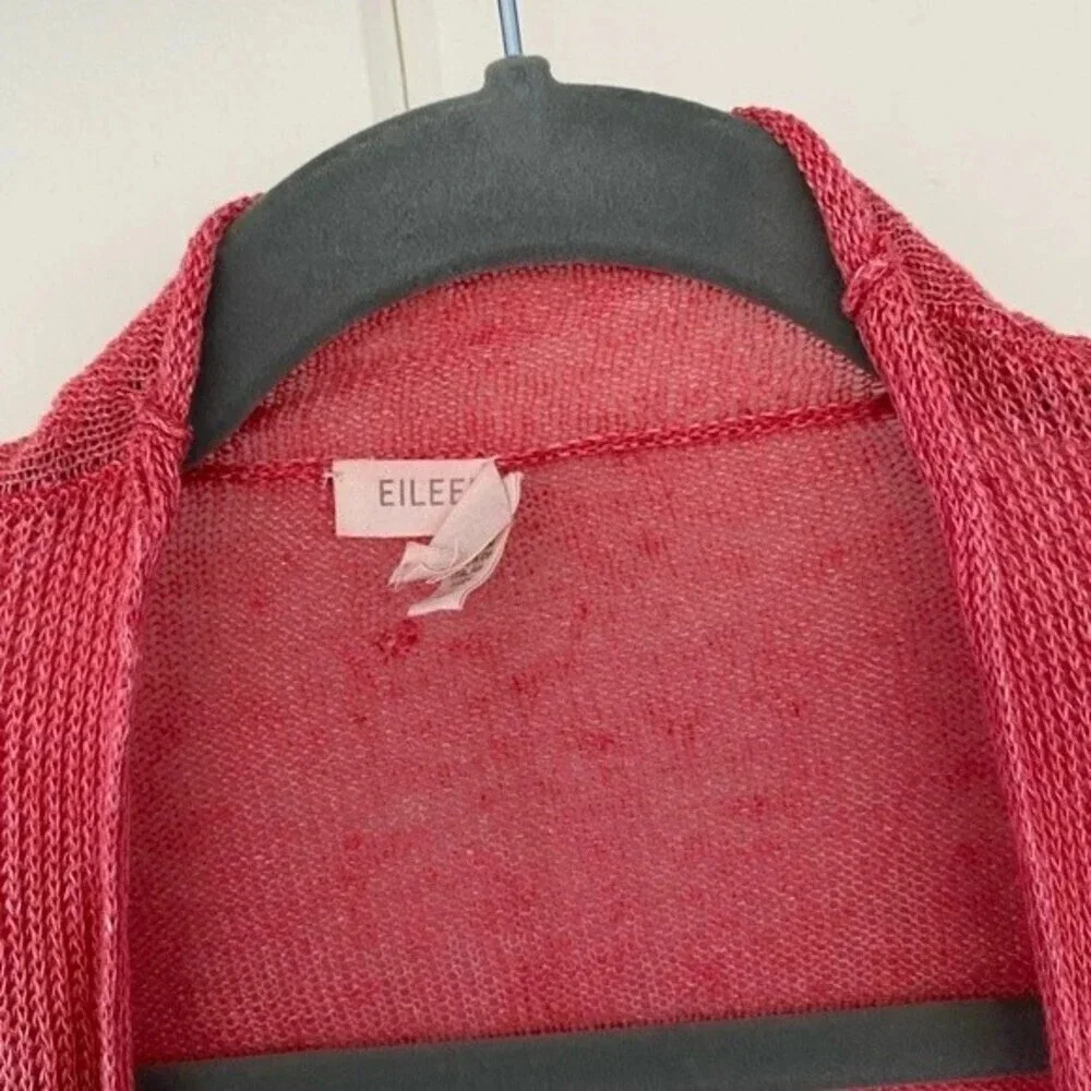 Eileen Fisher, Cascading Cardigan, Open Front, Linen,‎ Coral